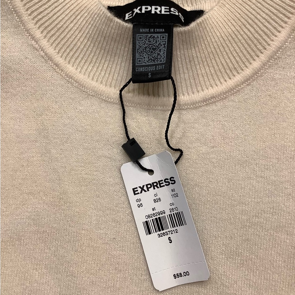 Express Cream Sleeveless Sweater Shell Top - Picture 3 of 6